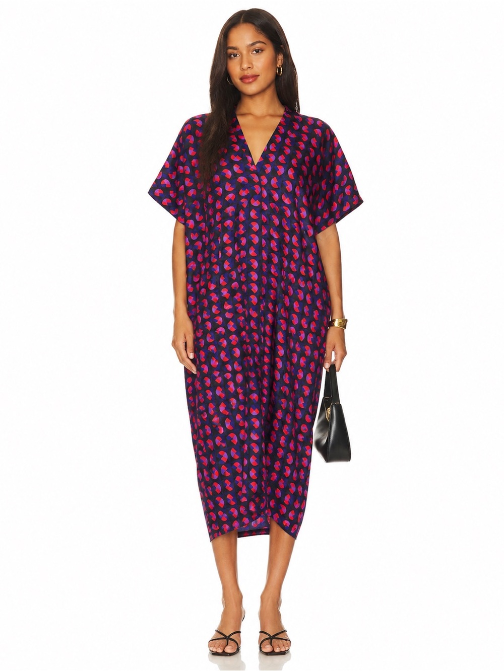 Zara Geometric Print Midi Caftan Dress Size Medium